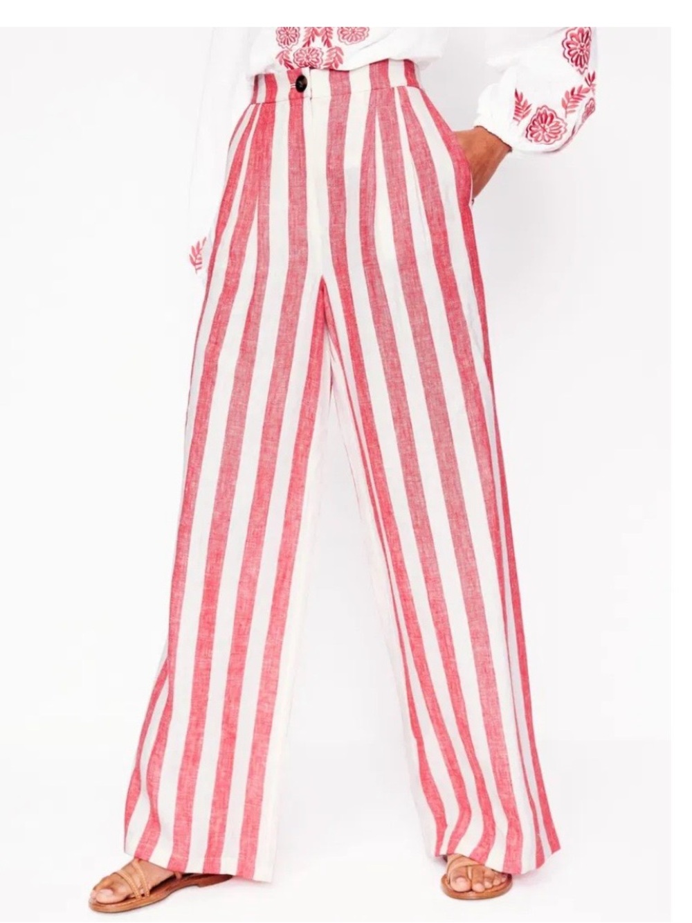 NWT Boden Dulwich Linen Trousers Size 4R - Picture 2 of 7